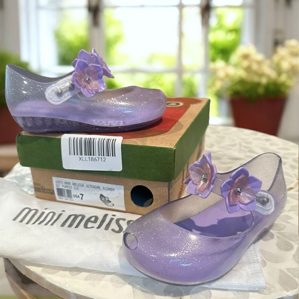 Mini Melissa Ultragirl Flower II Glitter Purple Jelly Shoes Toddler Size 7 NWT
